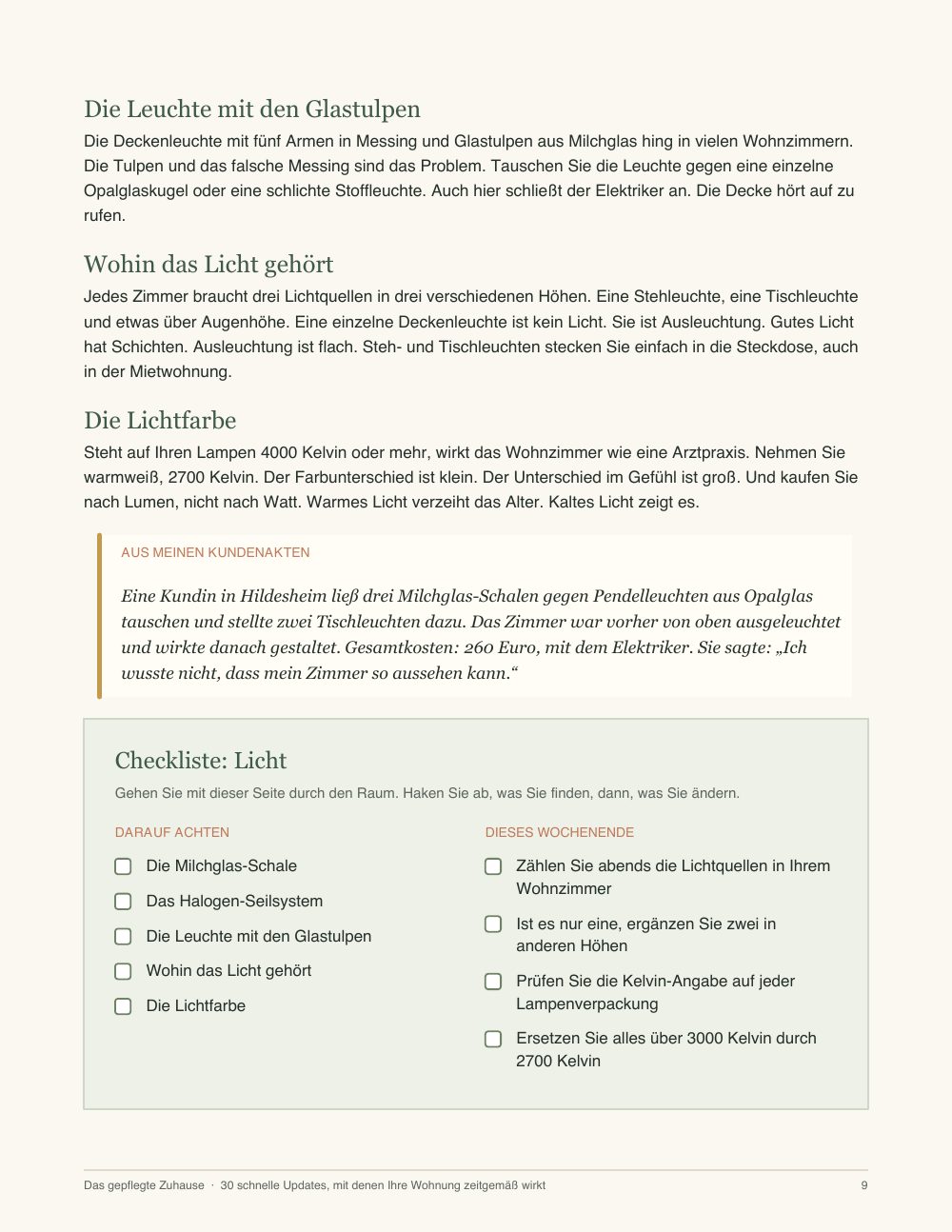 Seite aus dem Buch: Die Checkliste Licht
