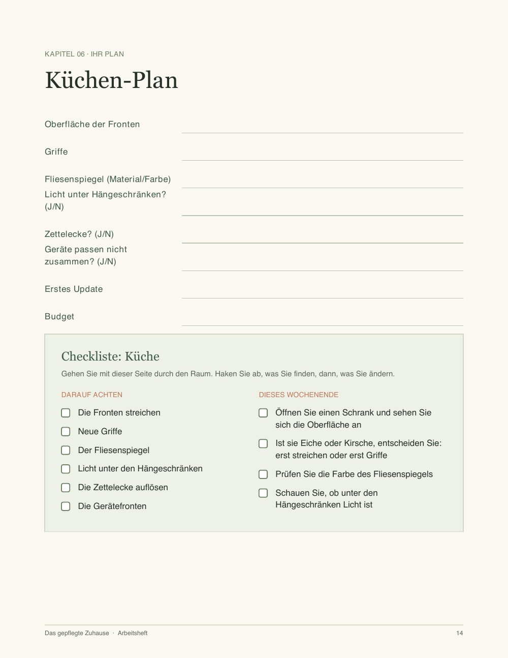 Seite aus dem Buch: Ihr Küchen-Plan